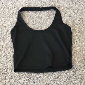 Black Cropped Halter Top